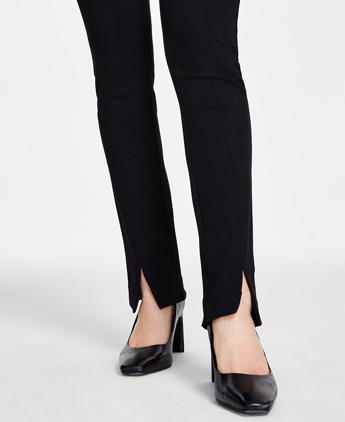 CeCe Women's Front-Slit Straight-Leg Pull-On Ponté Pants - Macy's