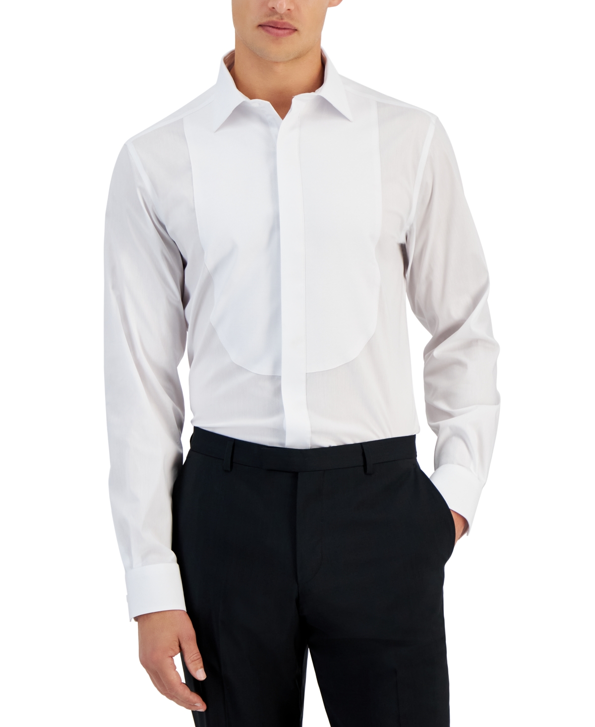 Alfani Men's Slim-fit Formal Bib-front Dress Shirt, Created For Macy's In Sierradale White