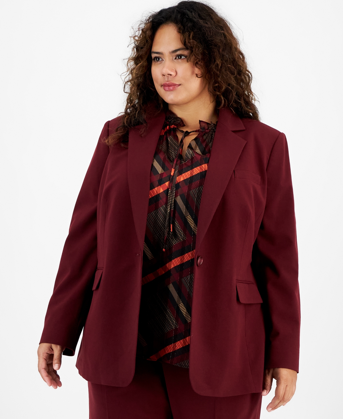 Bar Iii Plus Size One-button Blazer, Created For Macy's In Carrubo