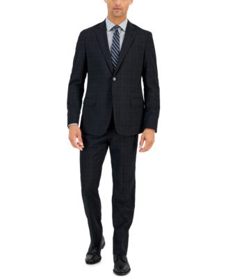 A|X Armani Exchange - Men's Slim-Fit Black Windowpane Wool Suit