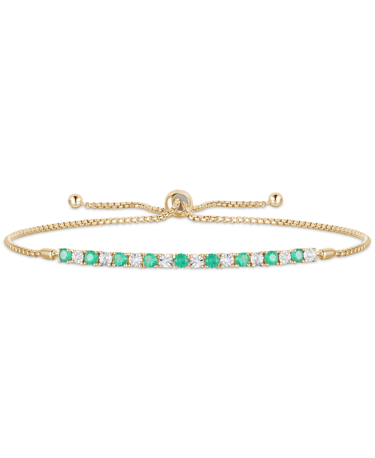 Sapphire (1/2 ct. t.w.) & Diamond (1/20 ct. t.w.) Bolo Bracelet in 14k Gold (Also Available in Ruby & Emerald) - Sapphire