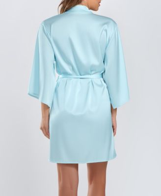 Women's Olivia Satin Robe with Eyelash Lace Trim