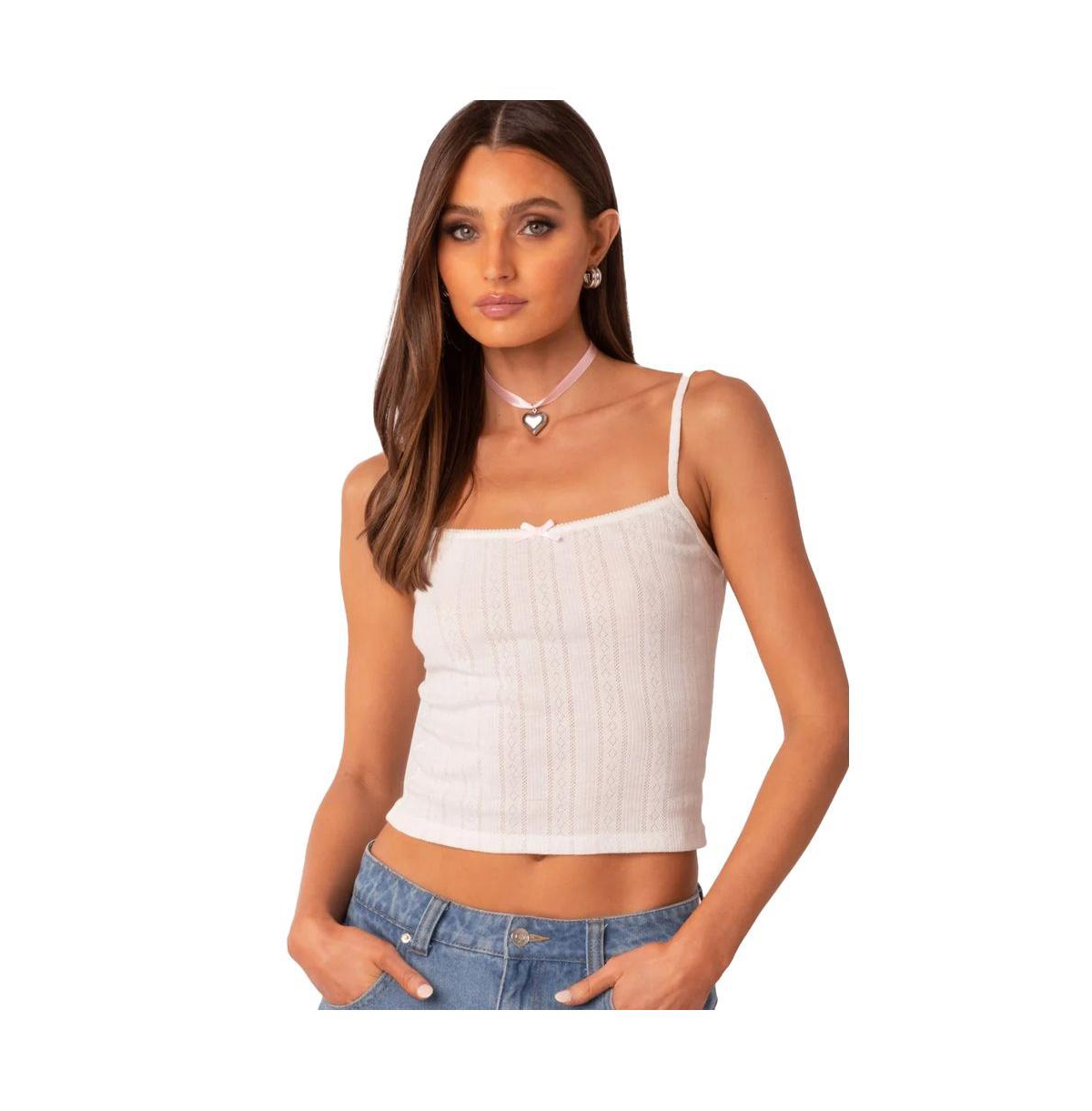 Women's Pointelle Tank Top - White