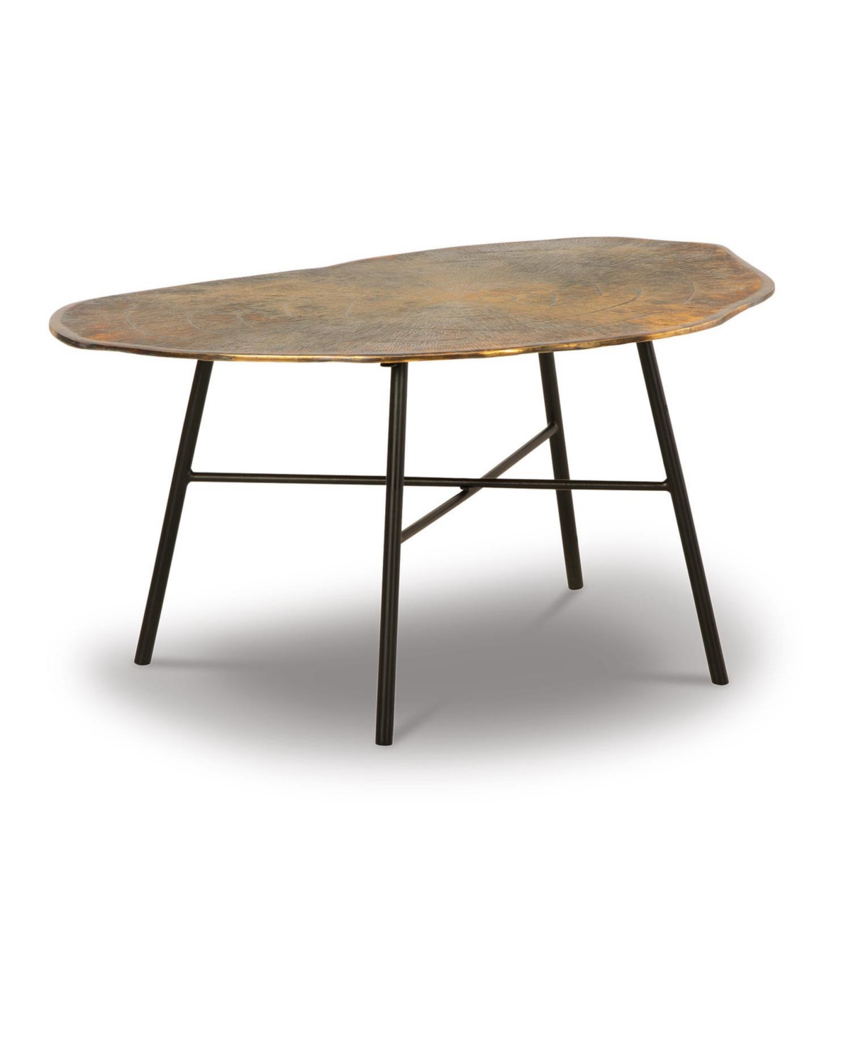 Signature Design By Ashley Josslett Oval Cocktail Table In Antique Copper Finish