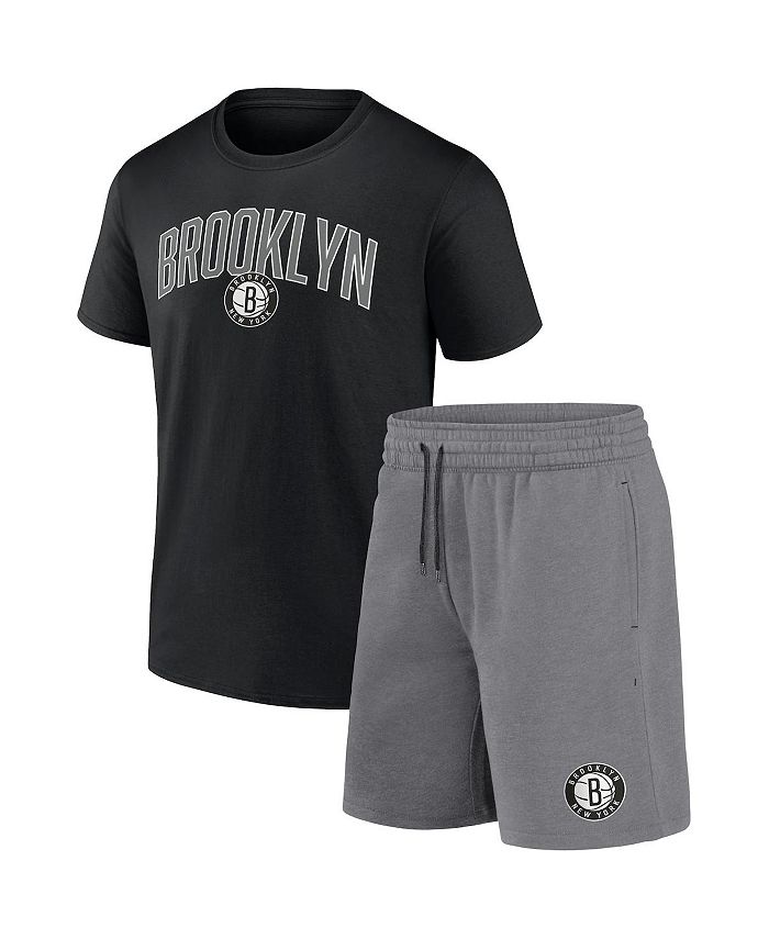 Men's Fanatics Branded Black/Heather Gray Brooklyn Nets Arch T-Shirt & Shorts Combo Set
