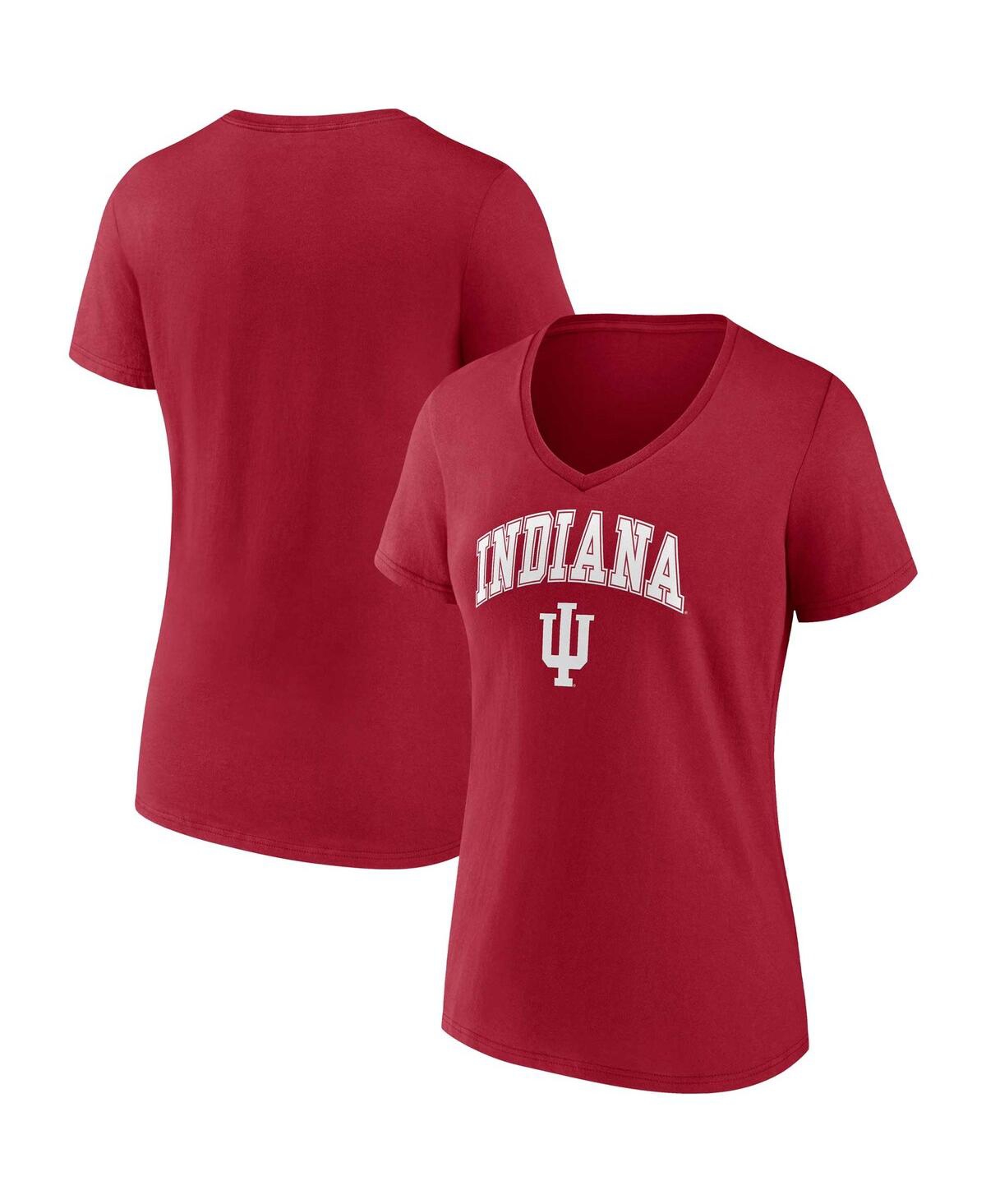 Women's Fanatics Crimson Indiana Hoosiers Evergreen Campus V-Neck T-shirt - Crimson