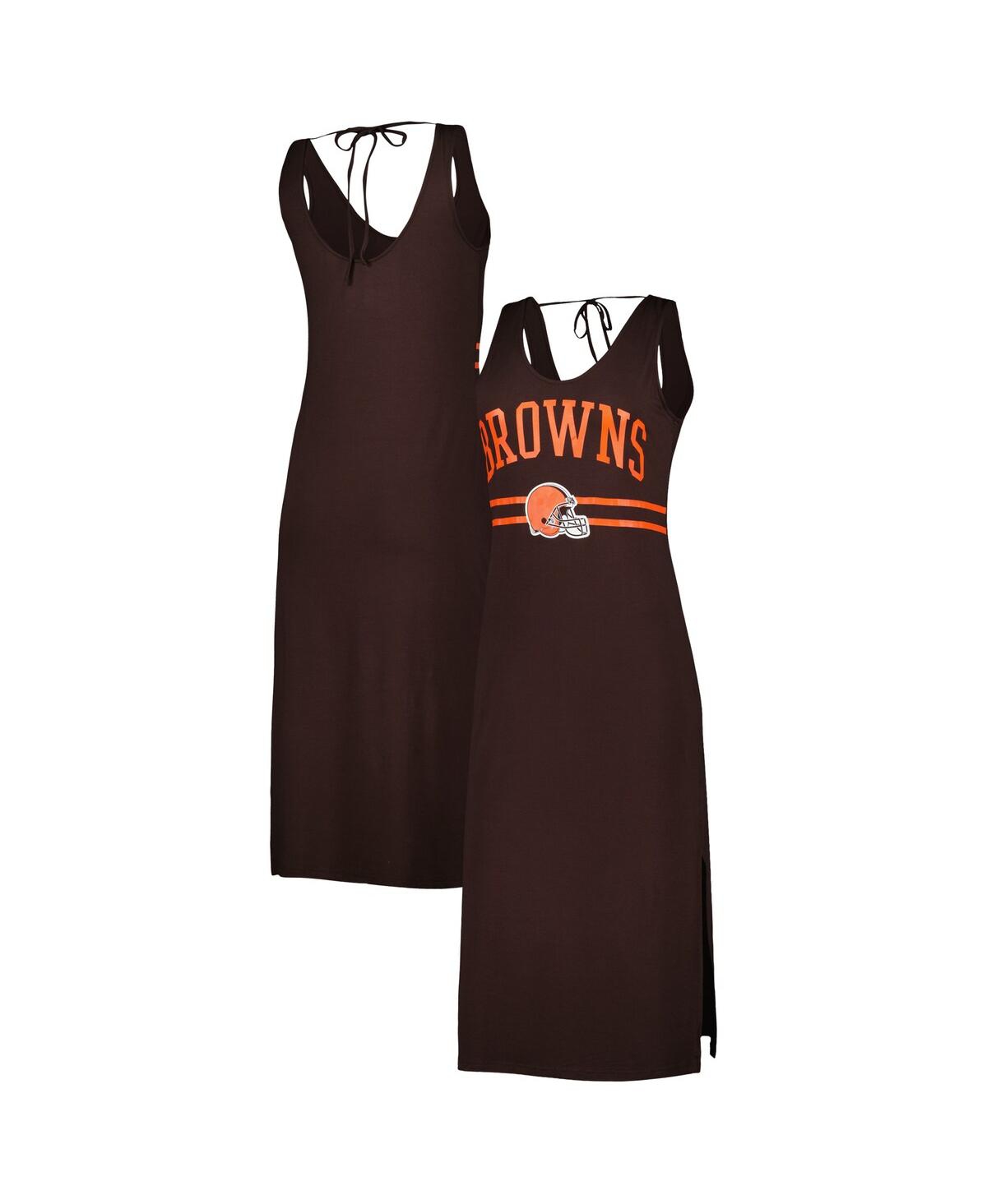 G-III 4HER BY CARL BANKS WOMEN'S G-III 4HER BY CARL BANKS BROWN CLEVELAND BROWNS TRAINING V-NECK MAXI DRESS