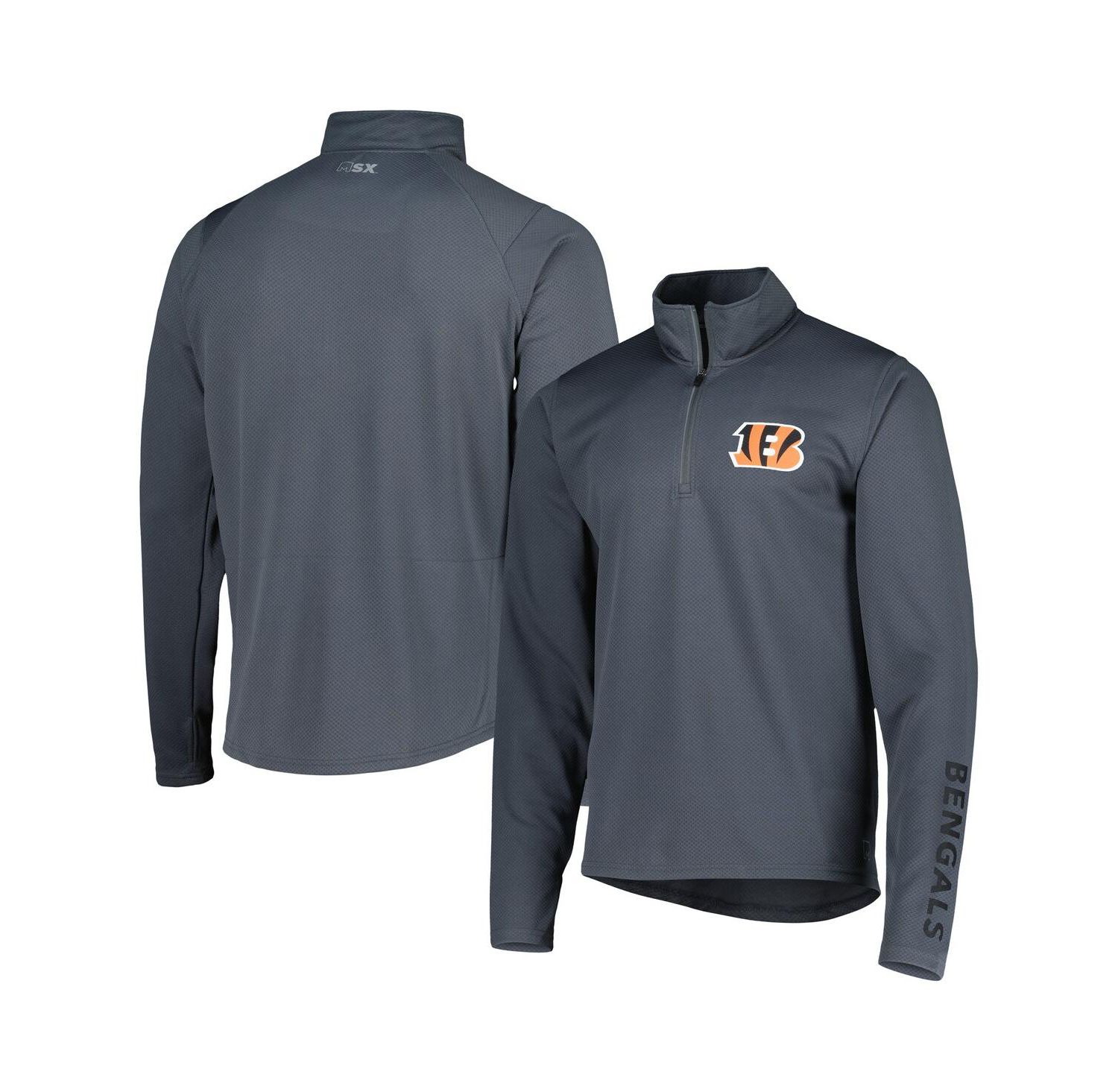 Men's Charcoal Cincinnati Bengals Half-Zip Hoodie