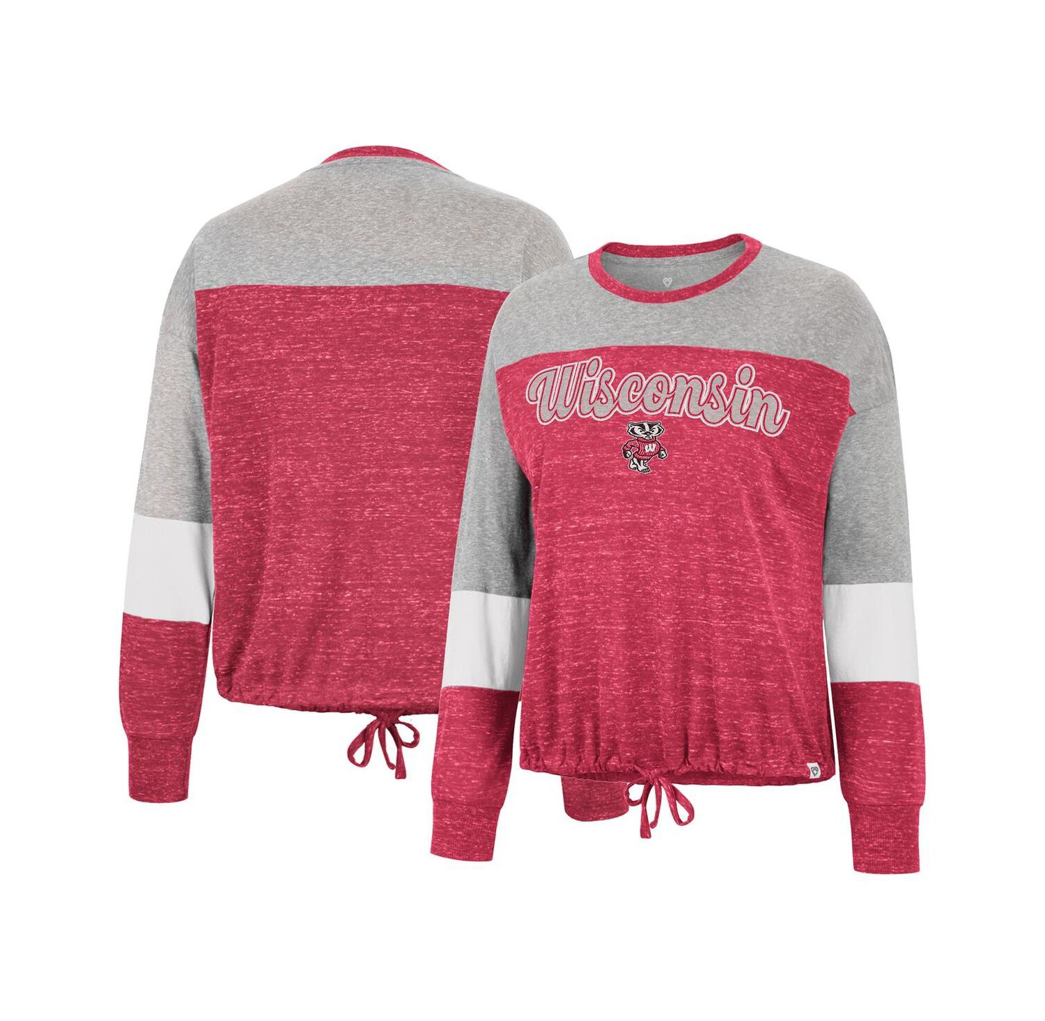 Women's Red Wisconsin Badgers Joanna Tie Front Long Sleeve T-shirt