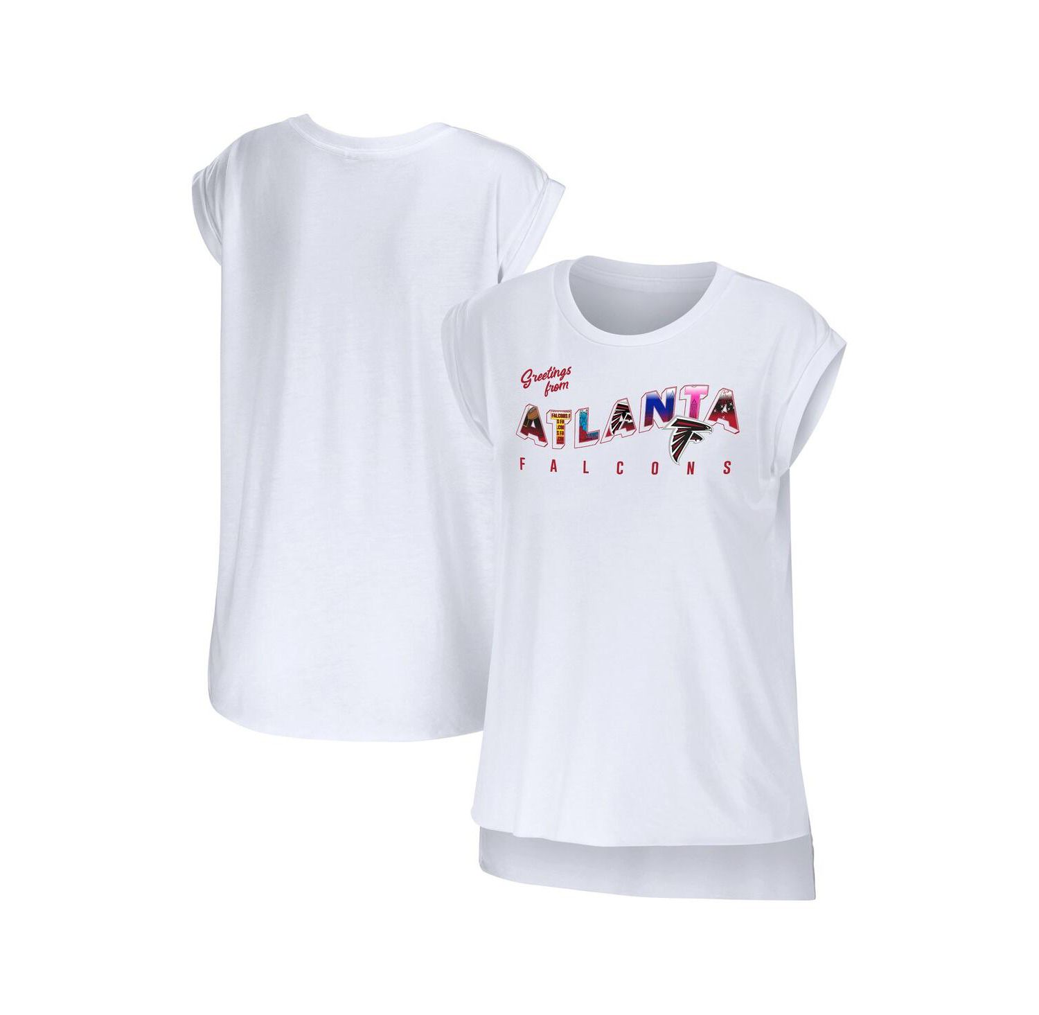 Women's White Atlanta Falcons Greetings From Muscle T-shirt