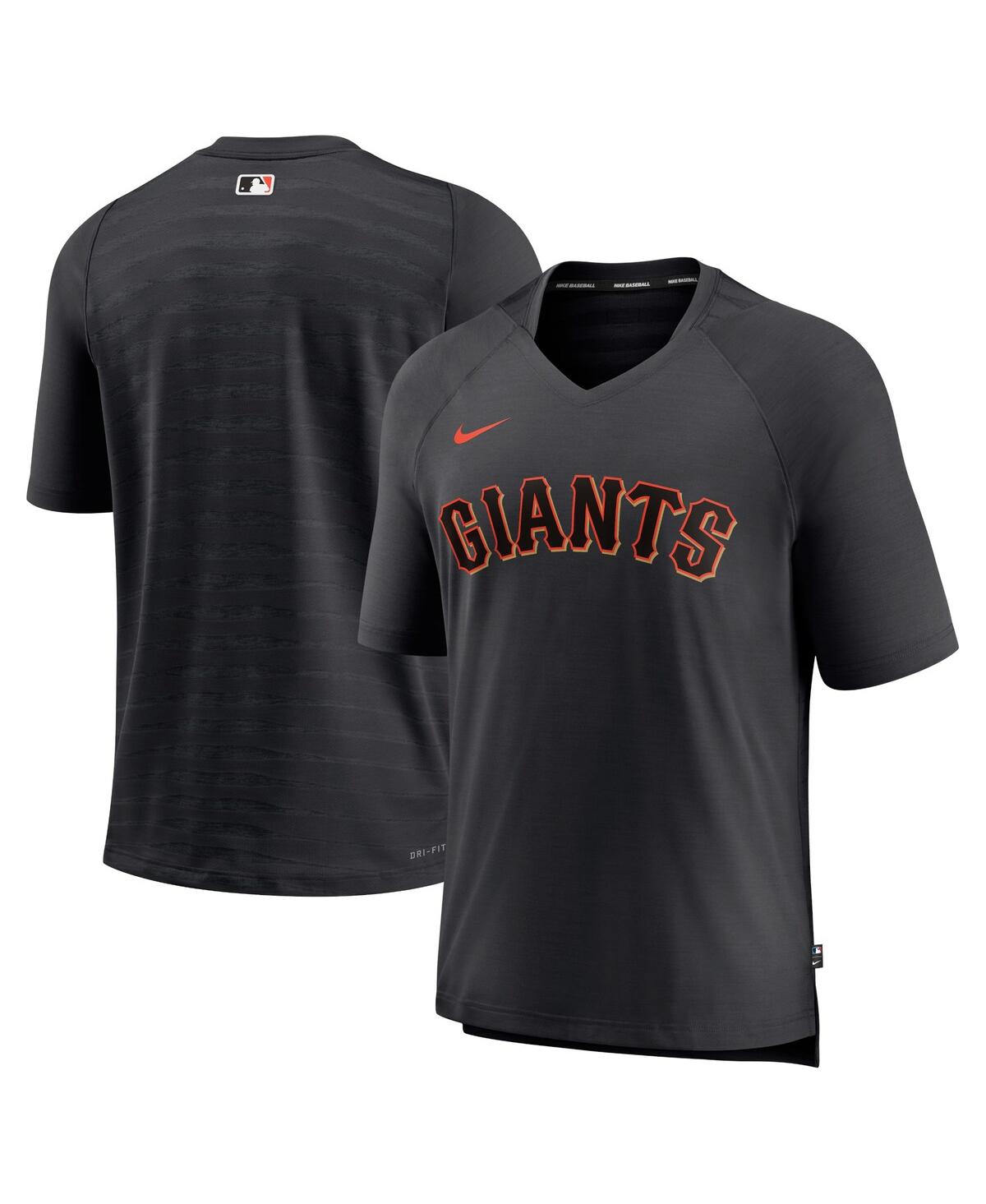 Nike Men's  Black San Francisco Giants Authentic Collection Pregame Raglan Performance V-neck T-shirt In Black