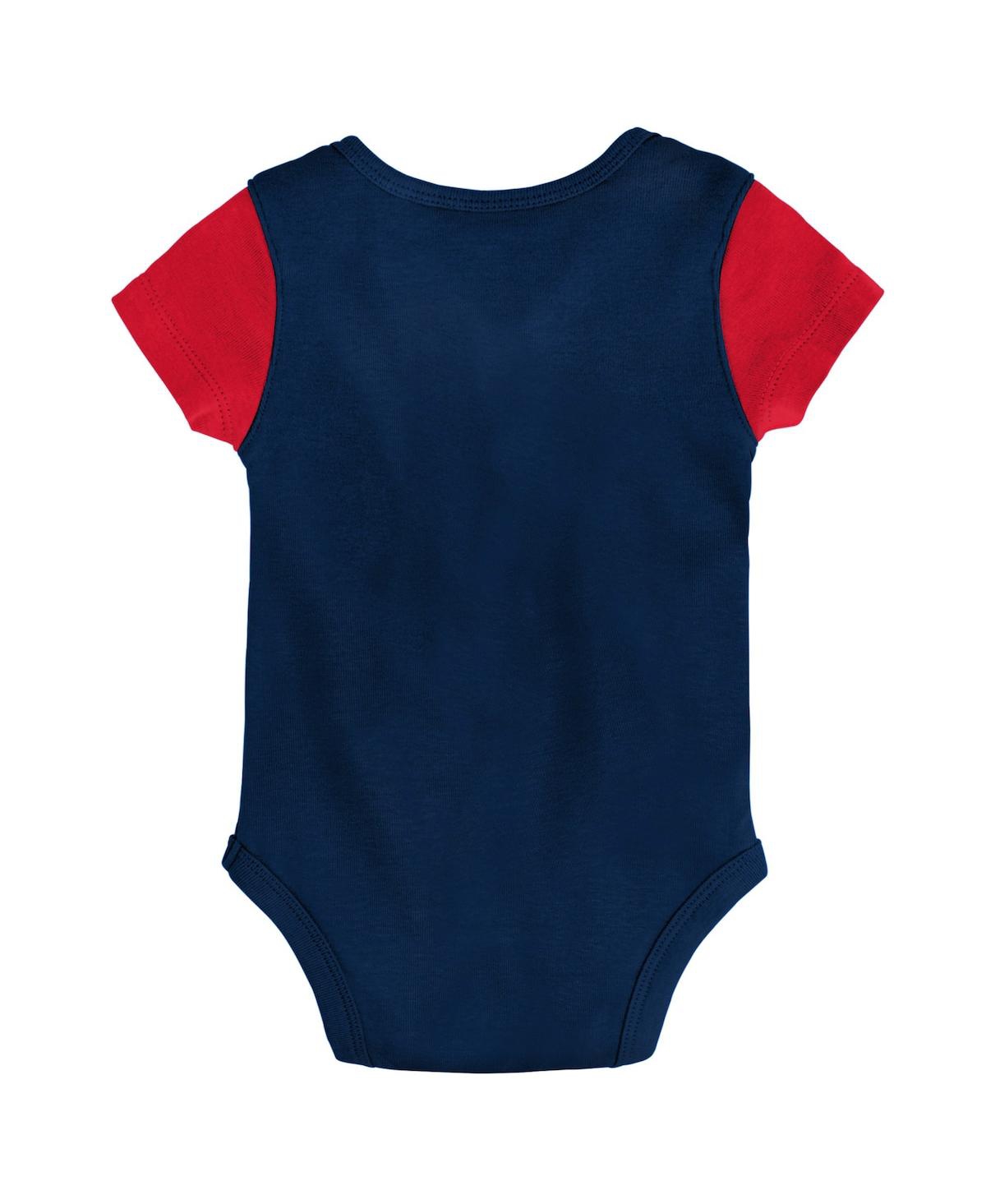 Outerstuff Newborn And Infant Boys And Girls Navy, Red New England Patriots Little Champ Three-piece Bodysuit B In Navy,red