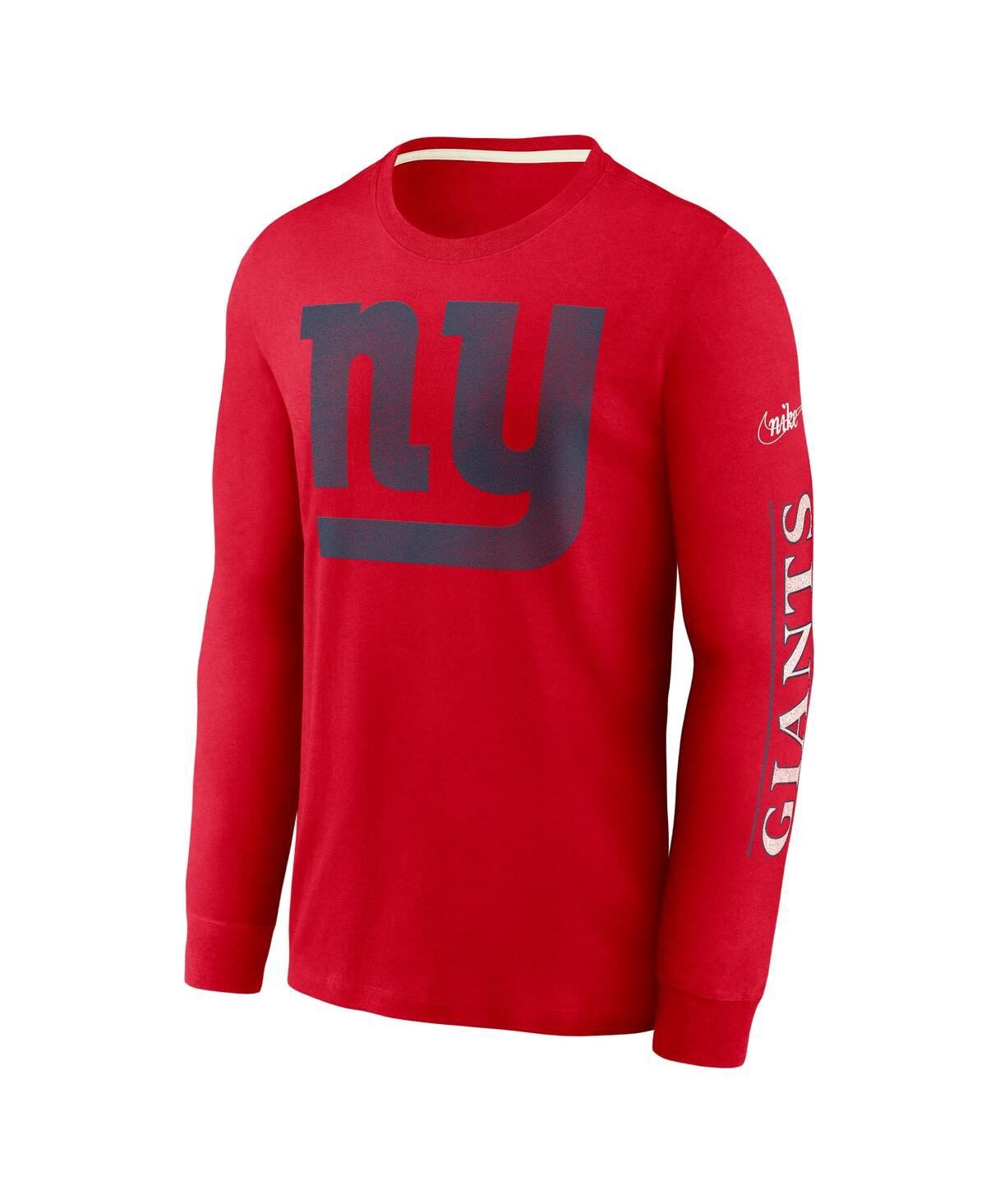 Shop Nike Men's  Red New York Giants Fashion Tri-blend Long Sleeve T-shirt