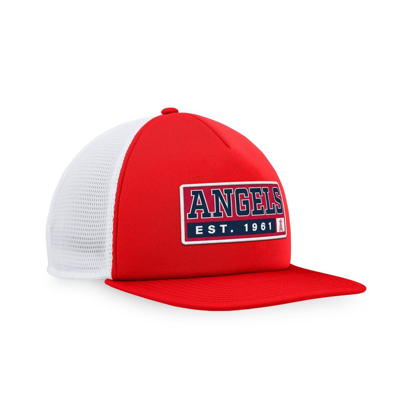 Мужская кепка Majestic Red, White Los Angeles Angels Foam Trucker Snapback Hat — фото 4