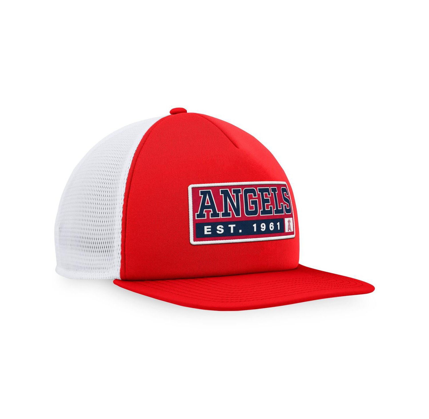 Men's Red, White Los Angeles Angels Foam Trucker Snapback Hat