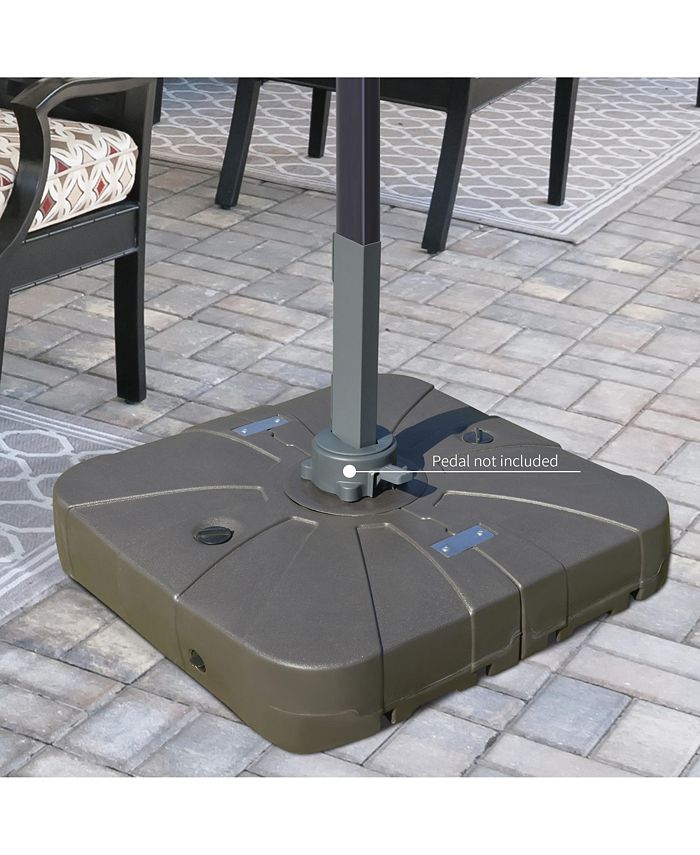 Outsunny Square Cantilever Patio Umbrella Base with 4 Wheels for Easy