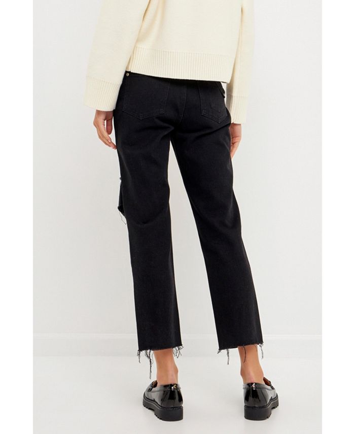English Factory Women's Destroyed Mom Jeans - Macy's