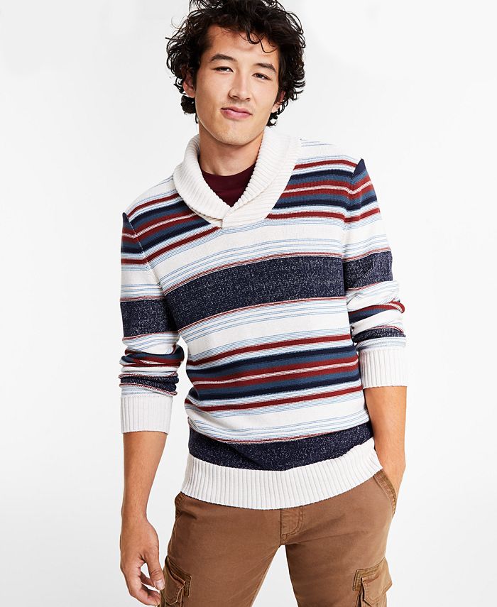 Sun + Stone Men's Blanket Stripe Shawl Sweater, Created for Macy's - Macy's