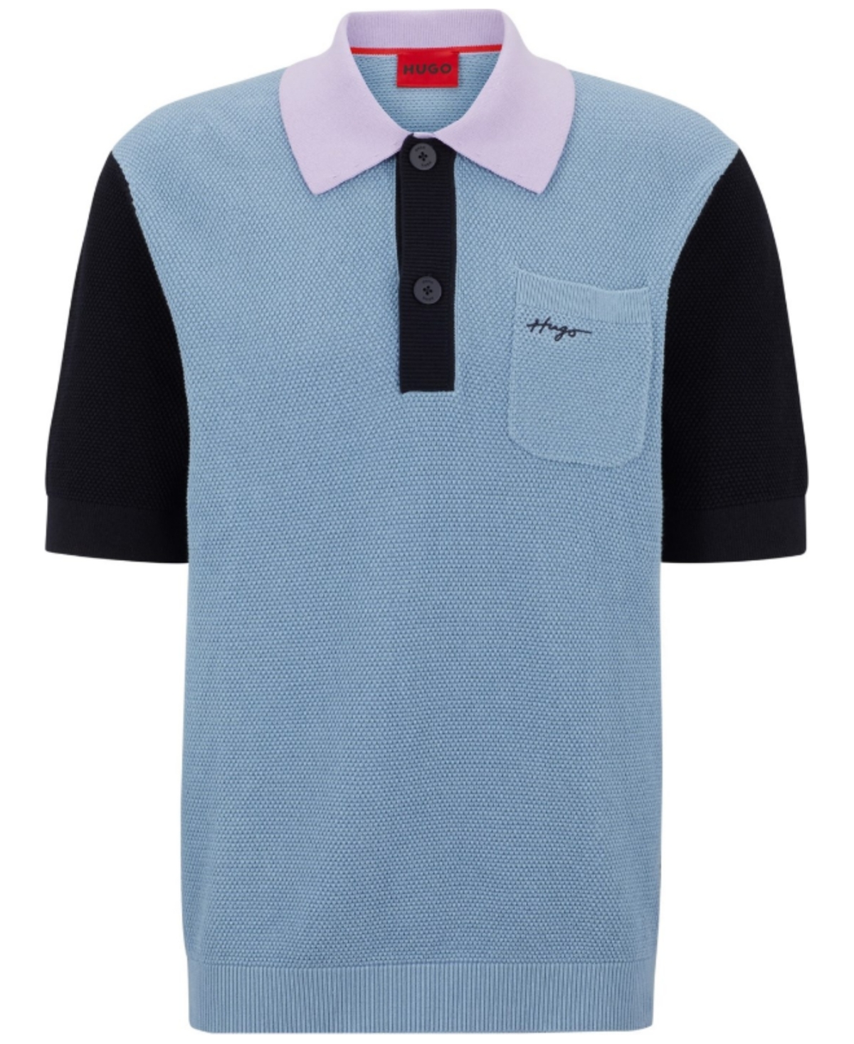 Hugo by Hugo Boss Men's Oversized-Fit Colorblocked Pocket Polo Shirt -/ Pastel Blue