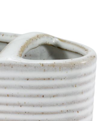 Drift Lines Textured Ribbed Ceramic Toothbrush Holder