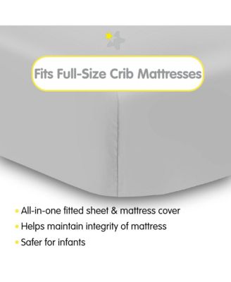 All-in-One Fitted Sheet & Waterproof Cover for 52" x 28" Crib Mattress (2-Pack)