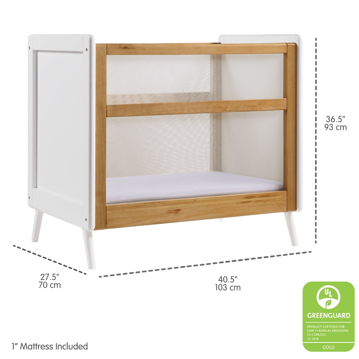 BreathableBaby Breathable Mesh 2-in-1 Mini Crib - Greenguard Gold Certified