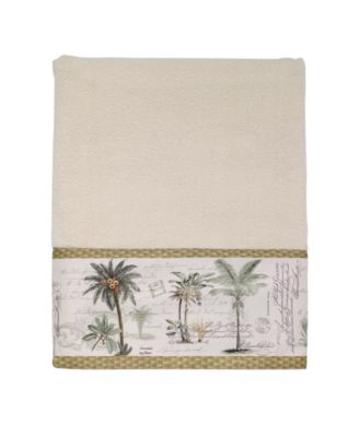 Colony Palm Tree Bordered Cotton Bath Towel, 27" x 50"