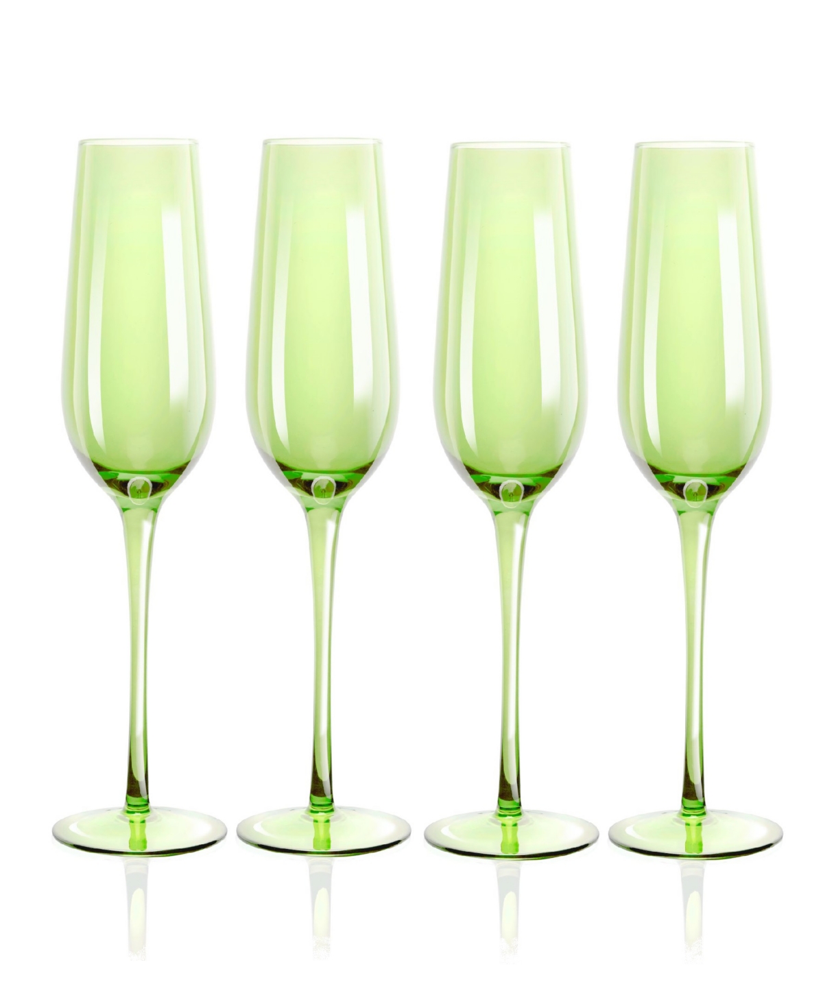 QUALIA GLASS CARNIVAL CHAMPAGNE FLUTE 9 OZ GLASSES, SET OF 4