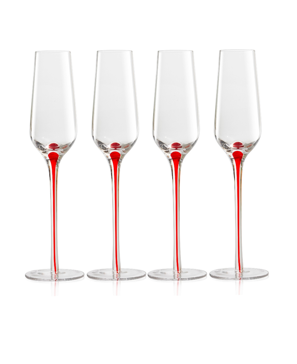 Qualia Glass Tempest Flutes, Set Of 4 In Clear,red