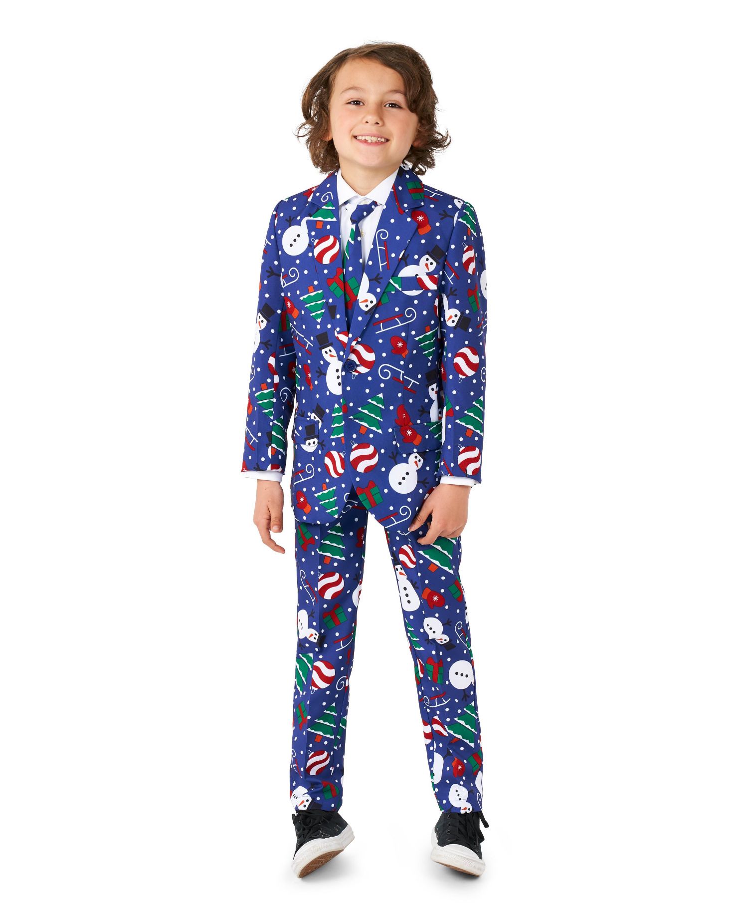 Big Boys Christmas Snowman Button Closure Suit Set