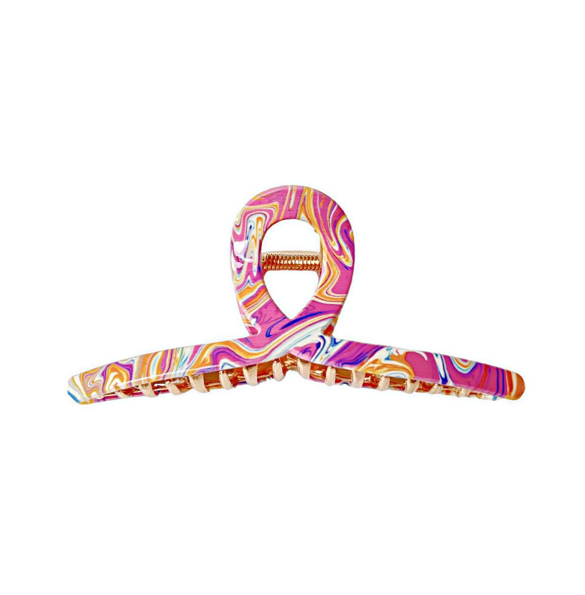 Looped Claw Clip - Swirl - Pink