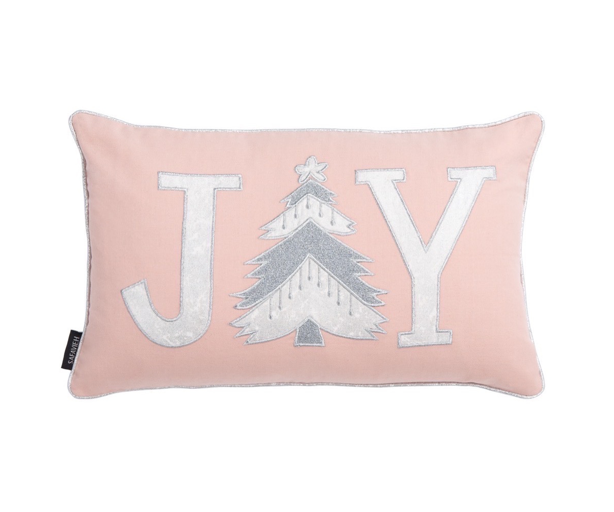 Safavieh Joy Holiday Tree Pillow In Blush Pink