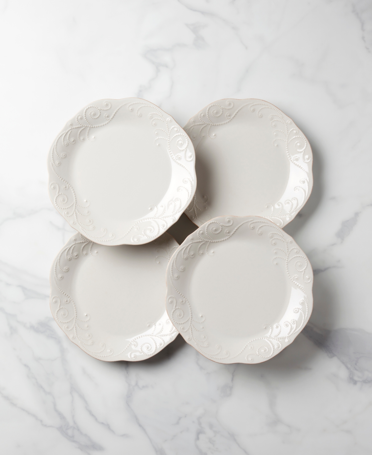 Lenox French Perle 4-piece Dinner Plate Set In White