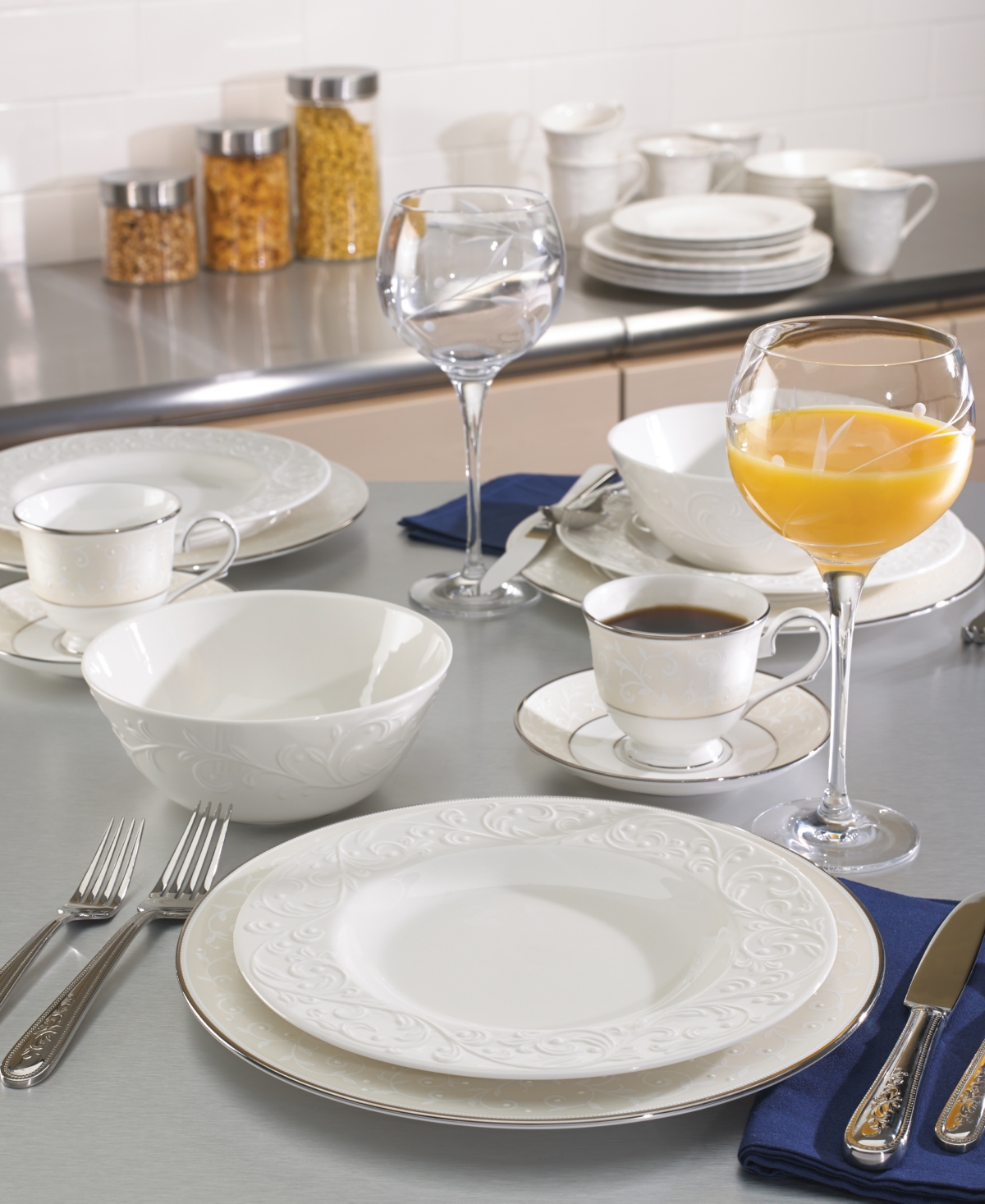 Lenox Opal Innocence Carved 4-Piece Accent Plate Set