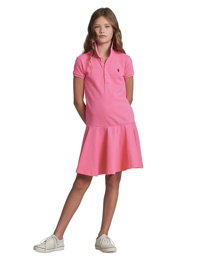 Polo Ralph Lauren Big Girls Cotton Mesh Short Sleeve Polo Dress - Macy's