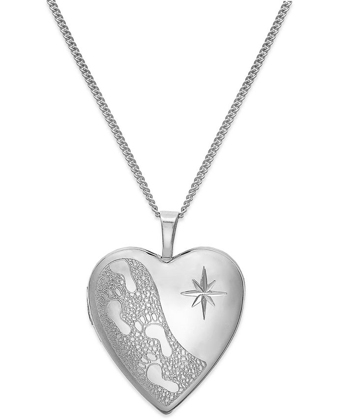 Macy s Footprints in the Sand Engraved Heart Locket Necklace in