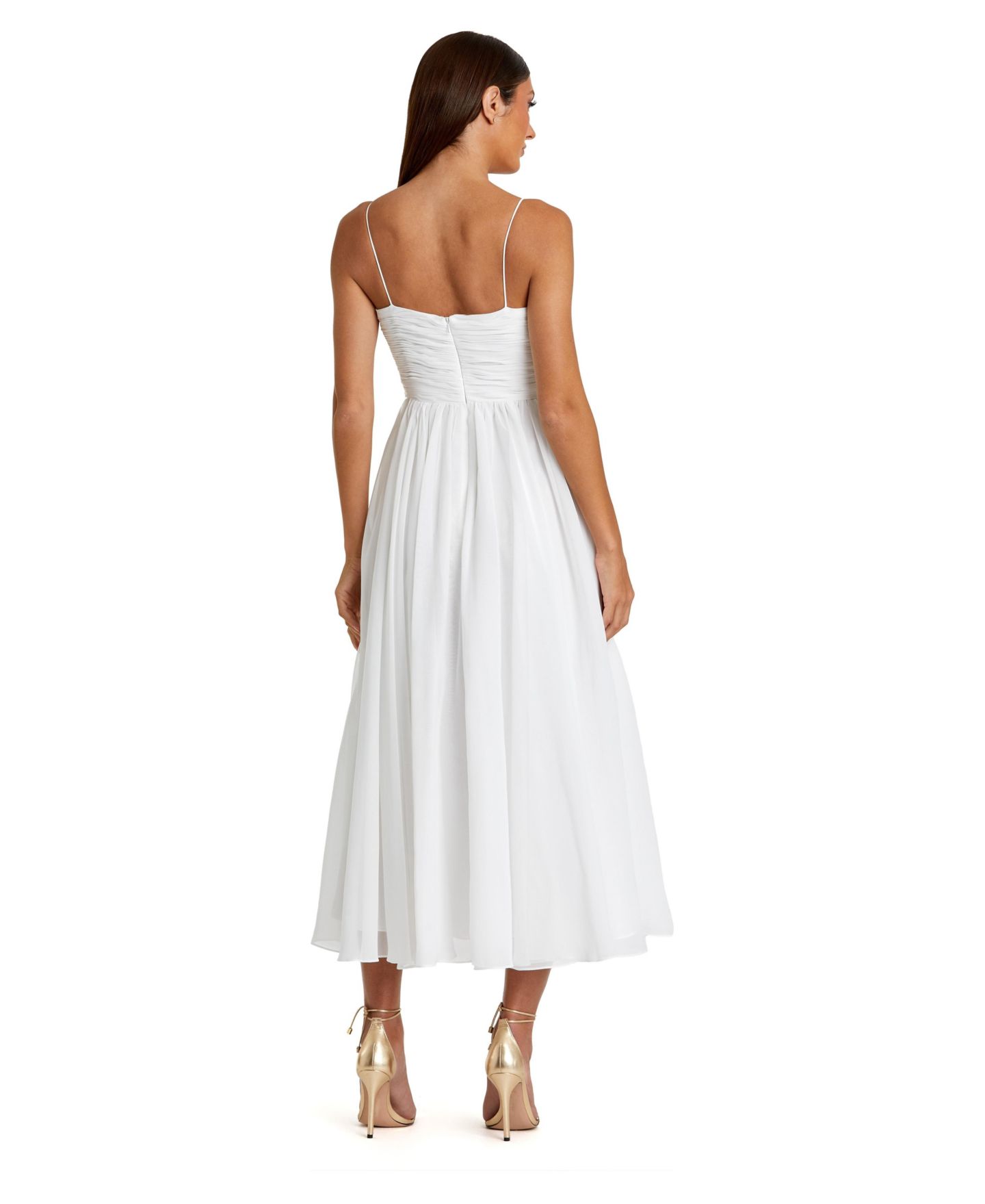 Женское платье Mac Duggal Ieena Faux Wrap Sleeveless Flowy, цвет: Белый — фото 2