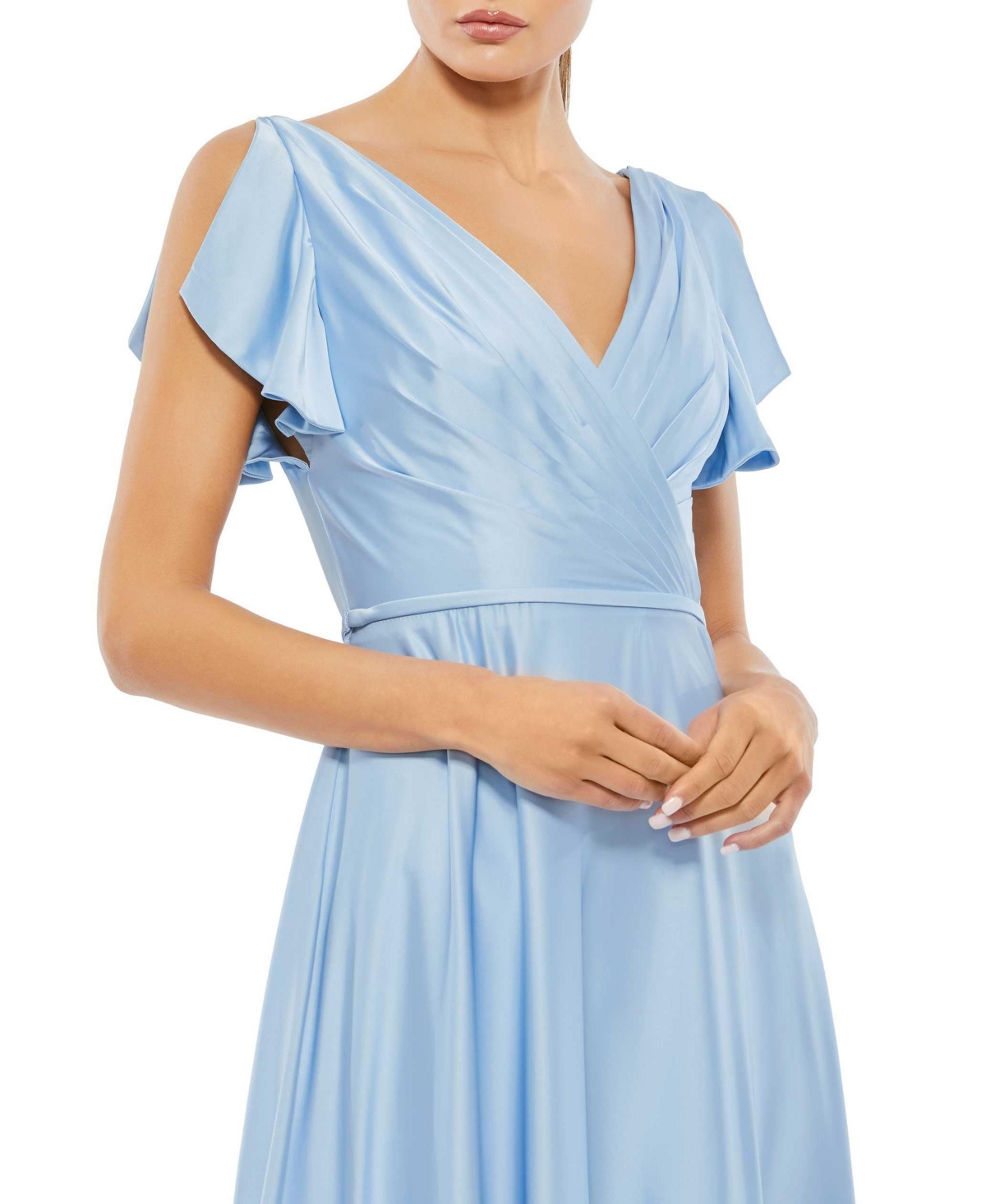 Women's Ieena Flounce Short Sleeve Satin A Line Gown