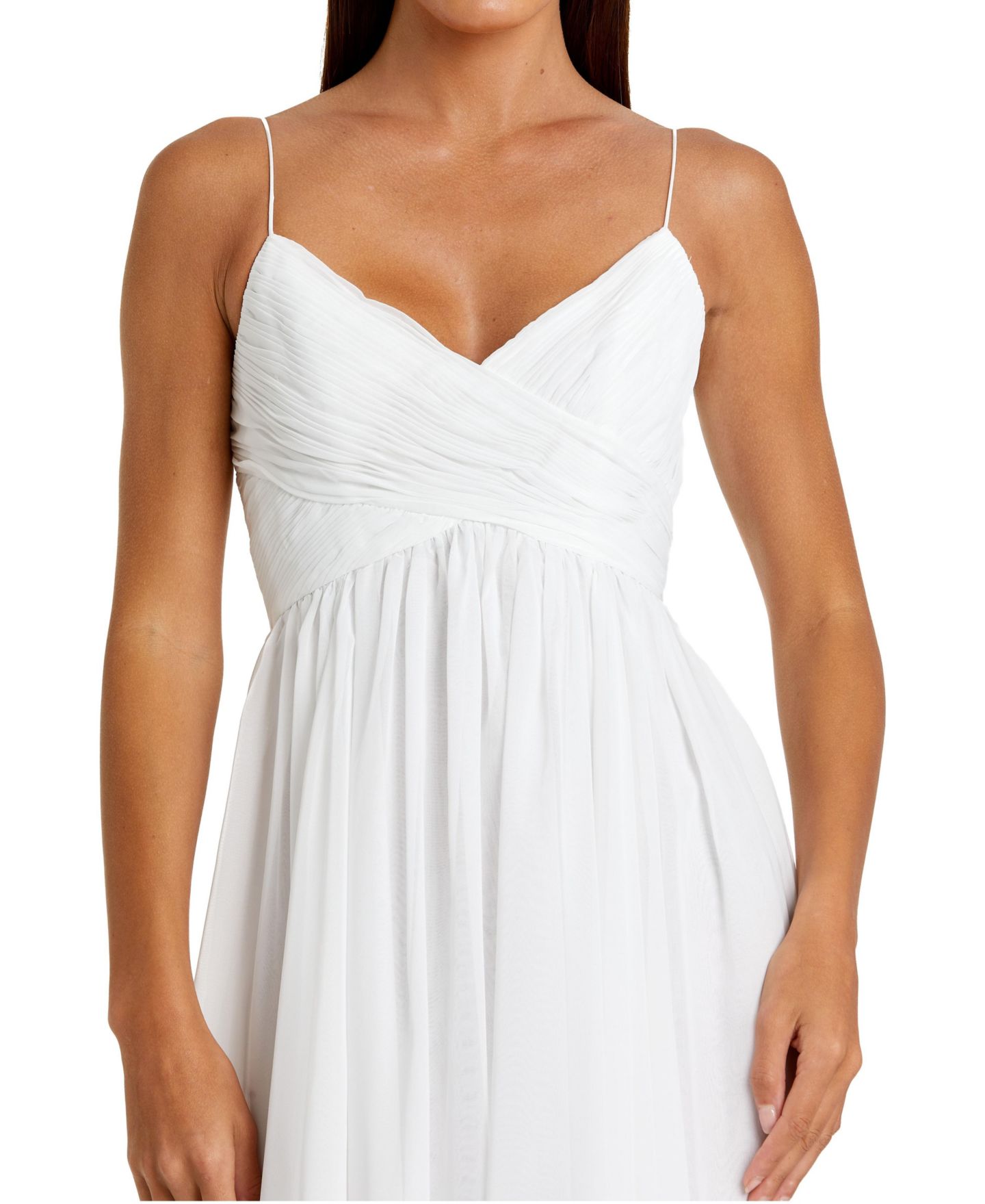 Женское платье Mac Duggal Ieena Faux Wrap Sleeveless Flowy, цвет: Белый — фото 13