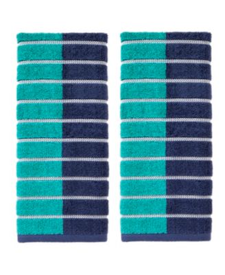 Skl Home Colorblock Stripes Cotton Towels Bedding In Teal