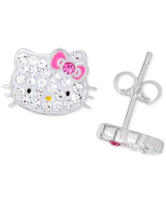 Macy's - Hello Kitty Crystal & Enamel Stud Earrings in Sterling Silver