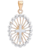 Cross Beaded Edge Pendant in 14k Two-Tone Gold, Created for Macy's - Two-Tone