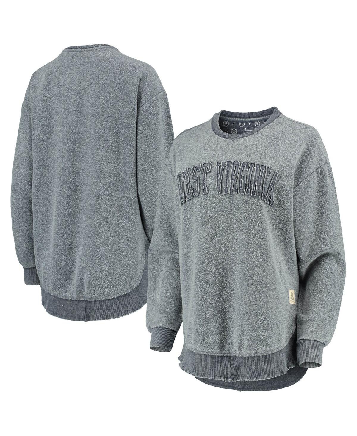 Shop Pressbox Women's  Navy West Virginia Mountaineers Ponchoville Pullover Sweatshirt
