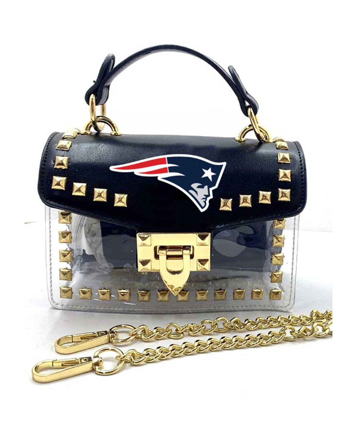 Cuce Women's  New England Patriots Studded Clear Crossbody Purse In Multi