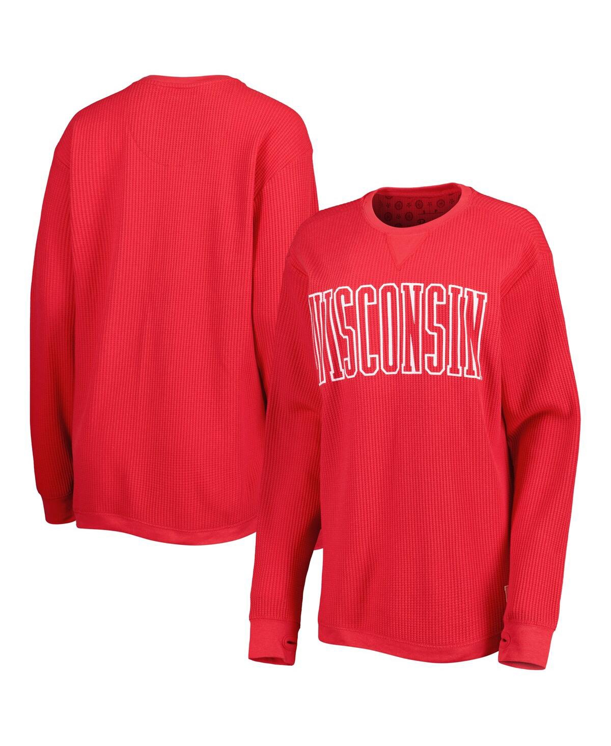 Shop Pressbox Women's  Red Wisconsin Badgers Surf Plus Size Southlawn Waffle-knit Thermal Tri-blend Long S