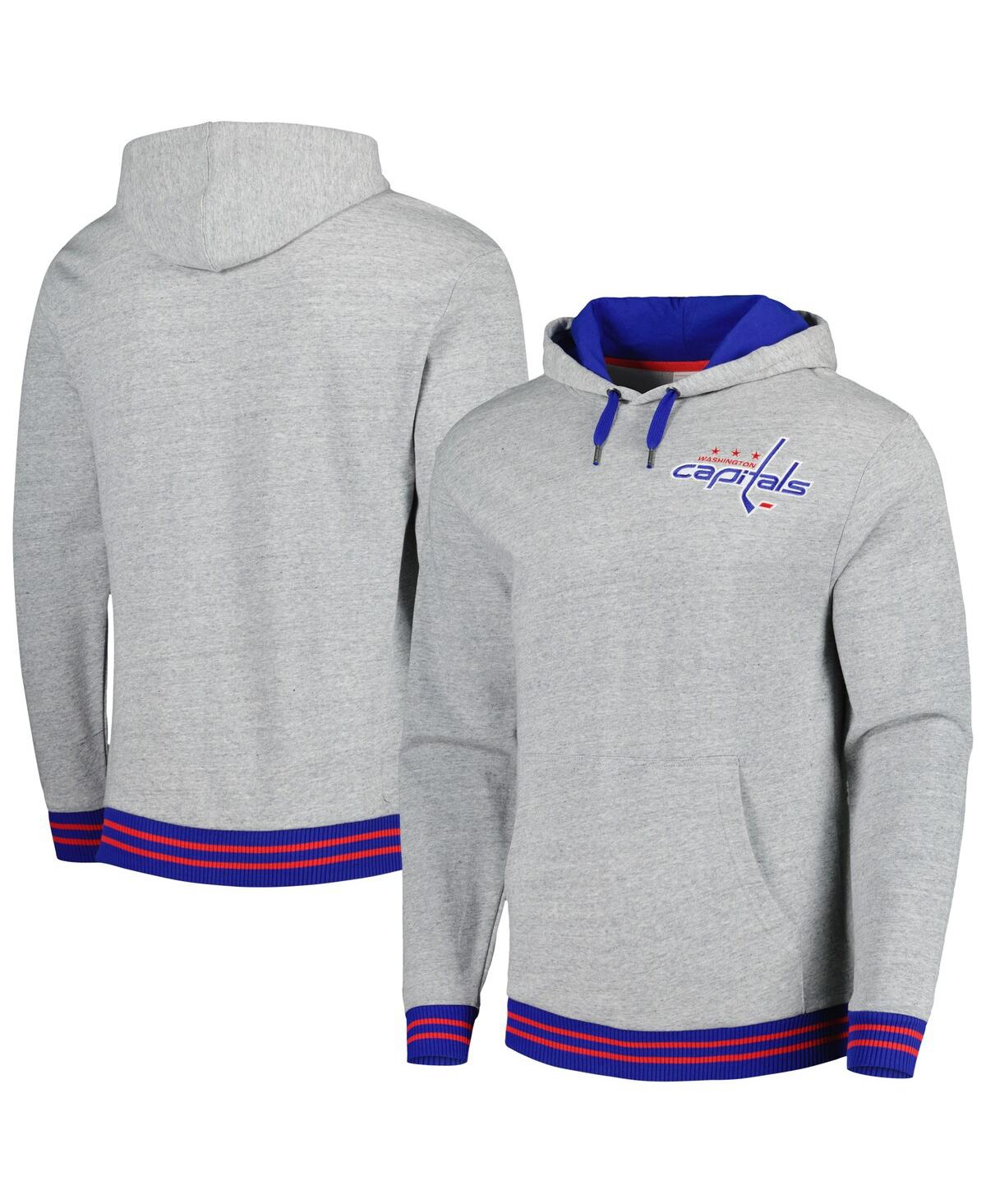Shop Mitchell & Ness Men's  Heather Gray Washington Capitals Classic French Terry Pullover Hoodie