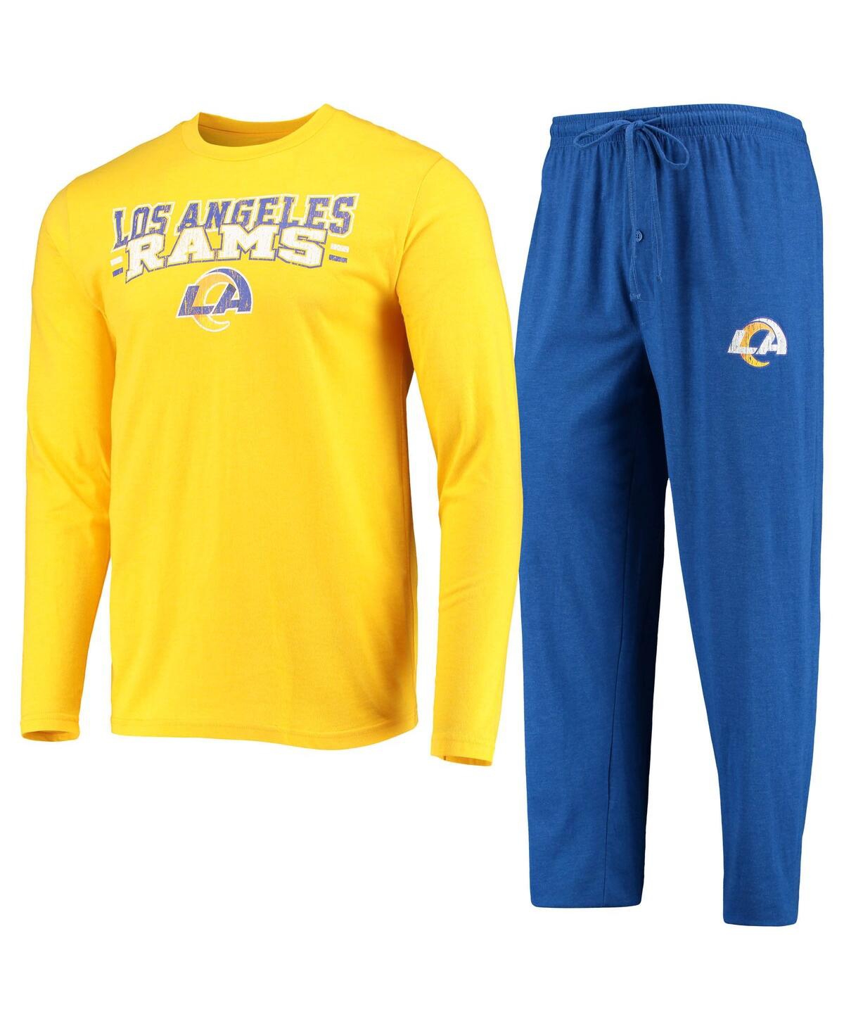 Shop Concepts Sport Men's  Royal, Gold Los Angeles Rams Meter Long Sleeve T-shirt And Pants Sleep Set In Royal,gold