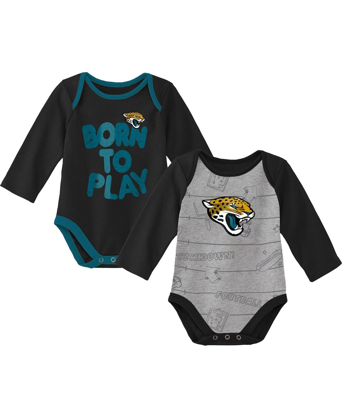 Shop Outerstuff Newborn And Infant Boys And Girls Black, Heathered Gray Jacksonville Jaguars Born To Win Two-pack Lo In Black,heather Gray