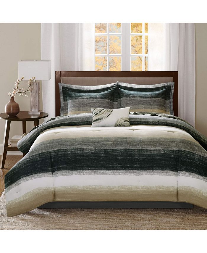 Gracie Mills Ianne Modern 9Piece Watercolor Stripe Comforter Set with