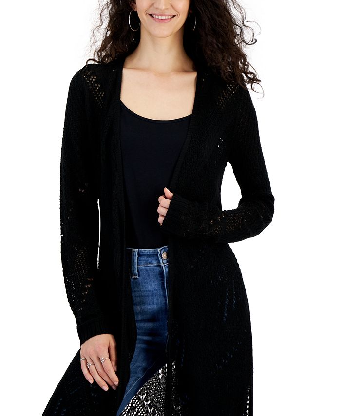 Hooked Up by IOT Juniors' Pointelle Open-Front Duster Cardigan - Macy's